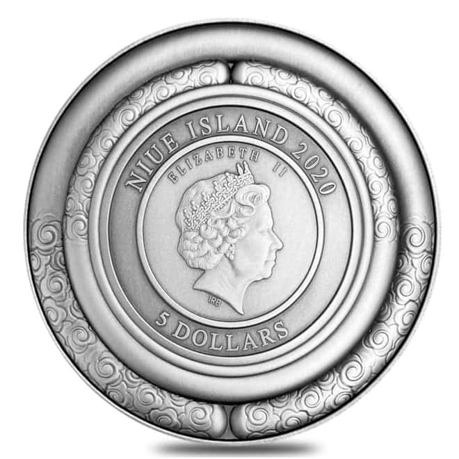 2020 2 oz Silver Niue Monkey King vs Erlang Shen - Chinese Gods Series Antiqued High Relief $5 Coin (w/Box & COA)