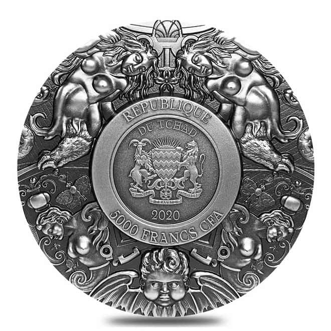 2020 Chad 2 oz Silver Joshua - Nine Worthies Series Antiqued High Relief 5000 Francs Coin (w/Box & COA)