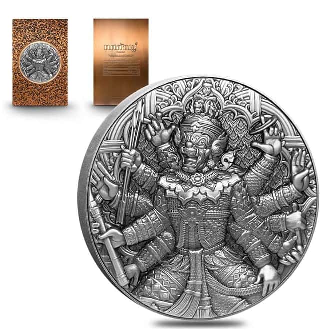 2020 Chad 2 oz Silver Tossakan - Ramakien Series 1.9 Kilo Copper COA High Relief 10000 Francs Coin (In Copper Frame)