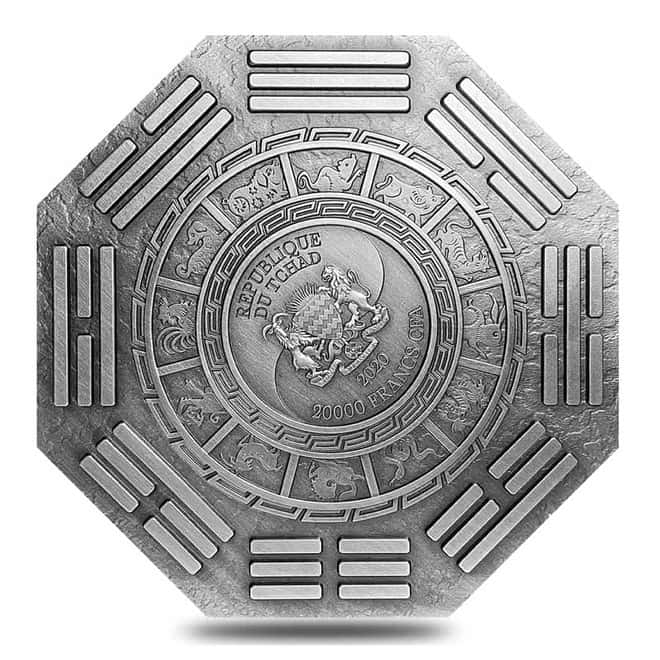 2020 Chad 5 oz Silver Ākāśagarbha - Eight Protectors Series Antiqued High Relief 20000 Francs Coin (w/Box & COA)