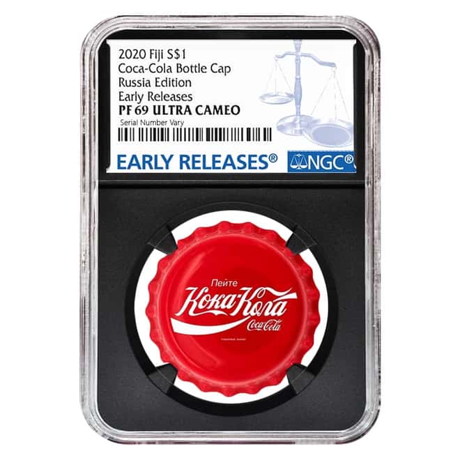 2020 6 gram Fiji Coca-Cola Russia Bottle Cap $1 Proof Silver Coin NGC PF 69 Early Releases (Retro)