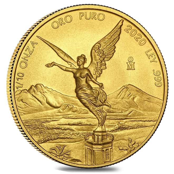 2020 1/10 oz Mexican Gold Libertad Coin .999 Fine BU 