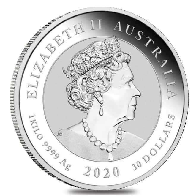 2020 1 Kilo Silver Australian Bull and Bear Coin Perth Mint .9999 Fine BU In Cap