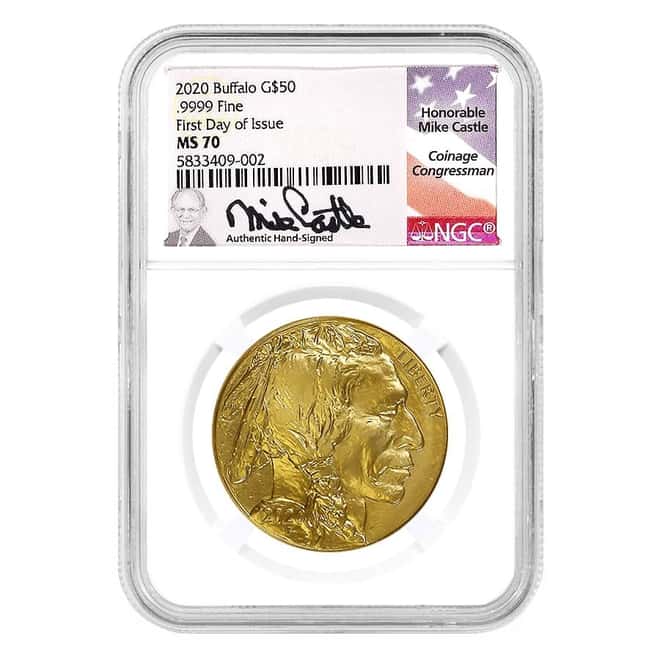 2020 1 oz $50 Gold American Buffalo NGC MS 70 FDOI (Castle)
