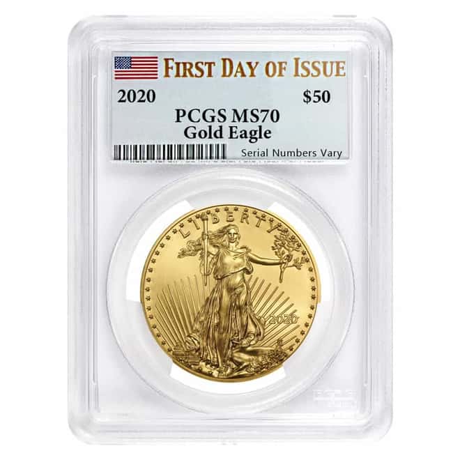 2020 1 oz Gold American Eagle PCGS MS 70 FDOI