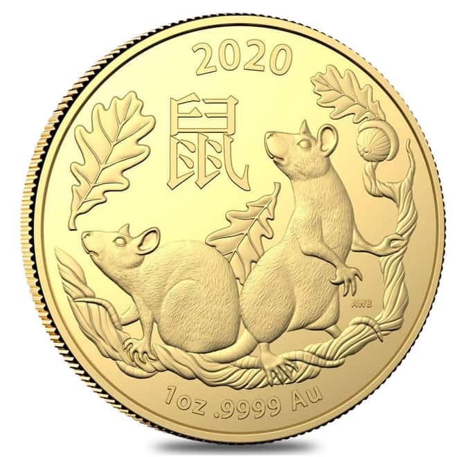 2020 1 oz Gold Lunar Year of the Rat Coin .9999 Fine BU - Royal Australian Mint