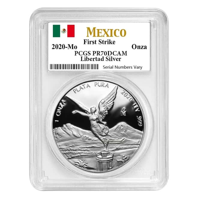 2020 1 oz Mexican Proof Silver Libertad Coin PCGS PF 70 FS