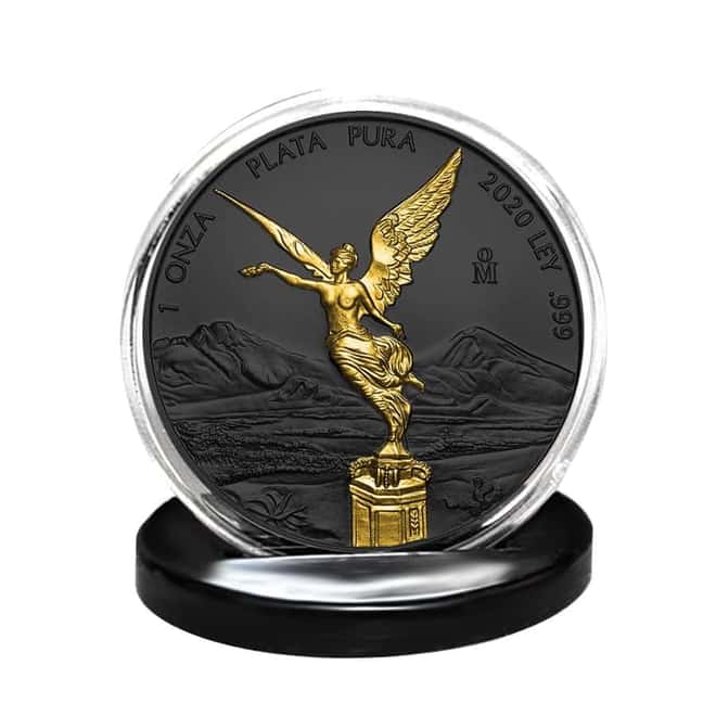 2020 1 oz Mexican Silver Libertad Coin .999 Fine Black Ruthenium 24K Gold Edition (w/Box & COA) 