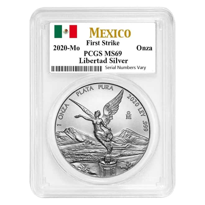 2020 1 oz Mexican Silver Libertad Coin PCGS MS 69 FS