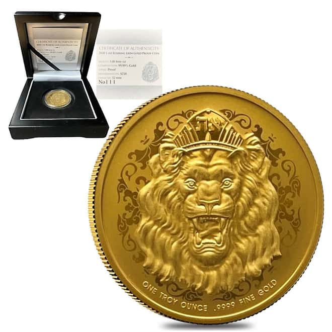 2020 1 oz Niue Roaring Lion Truth Series $250 Proof Gold Coin (w/Box & COA)