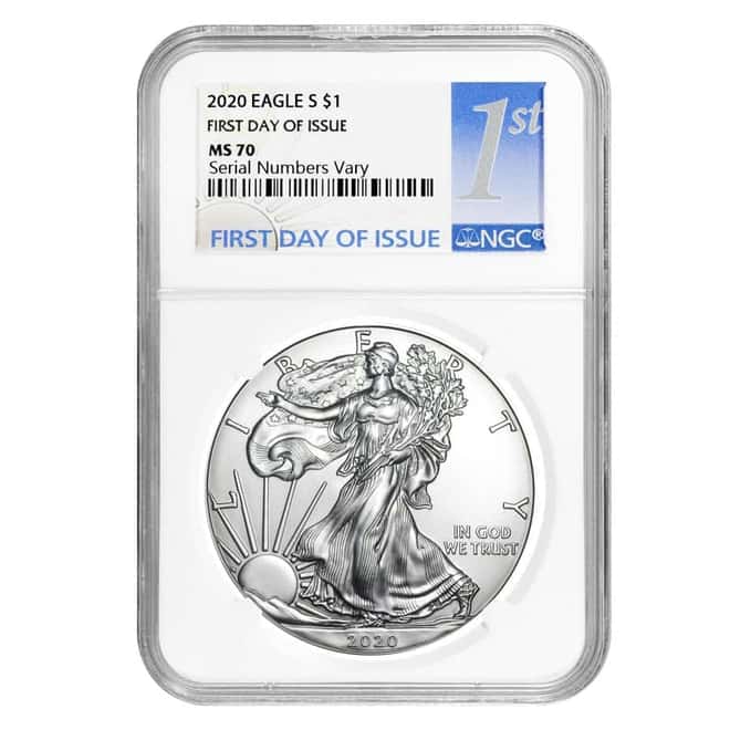 2020 1 oz Silver American Eagle $1 Coin NGC MS 70 First Day of Issue
