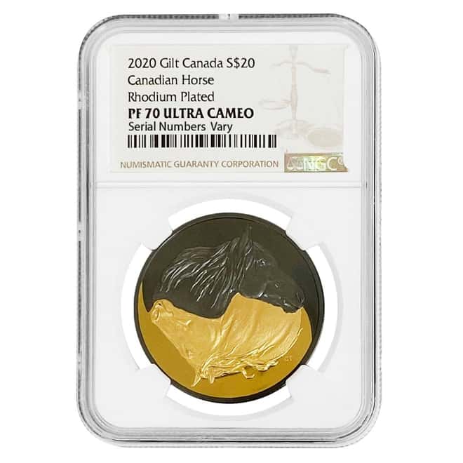 2020 1 oz Silver Canadian Horse Matte Proof Coin NGC PF 70