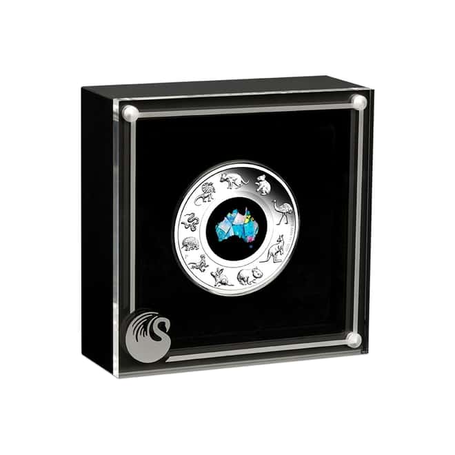2020 1 oz Proof Silver Great Southern Land Opal Coin Australian Perth Mint (w/Box & COA)