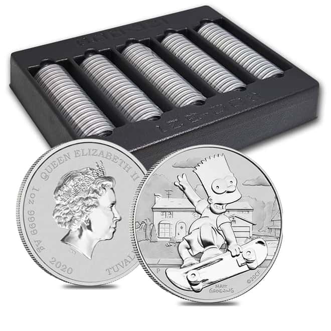 2020 1 oz Tuvalu Bart Simpson Silver Coin .9999 Fine Silver BU In Cap