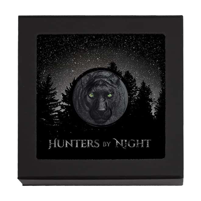 2020 2 oz Silver Hunters by Night - Black Panther Palau Coin .999 Fine (w/Box & COA)