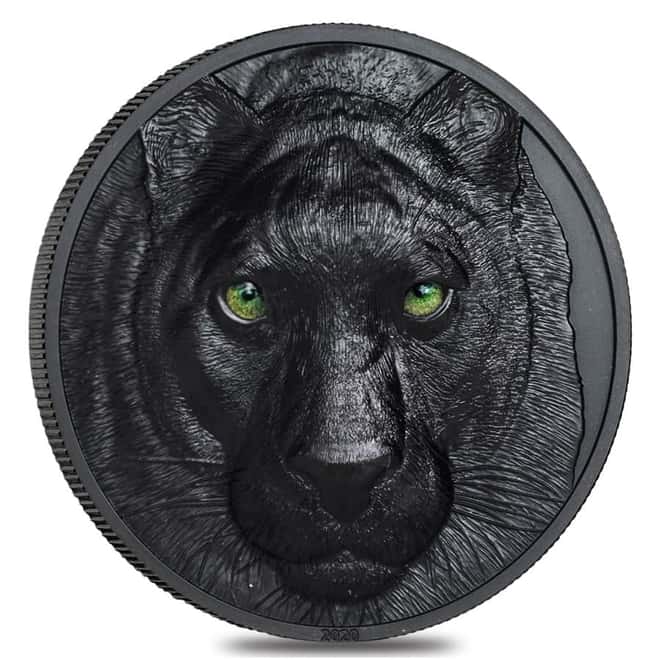 2020 2 oz Silver Hunters by Night - Black Panther Palau Coin .999 Fine (w/Box & COA)