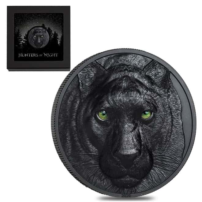 2020 2 oz Silver Hunters by Night - Black Panther Palau Coin .999 Fine (w/Box & COA)