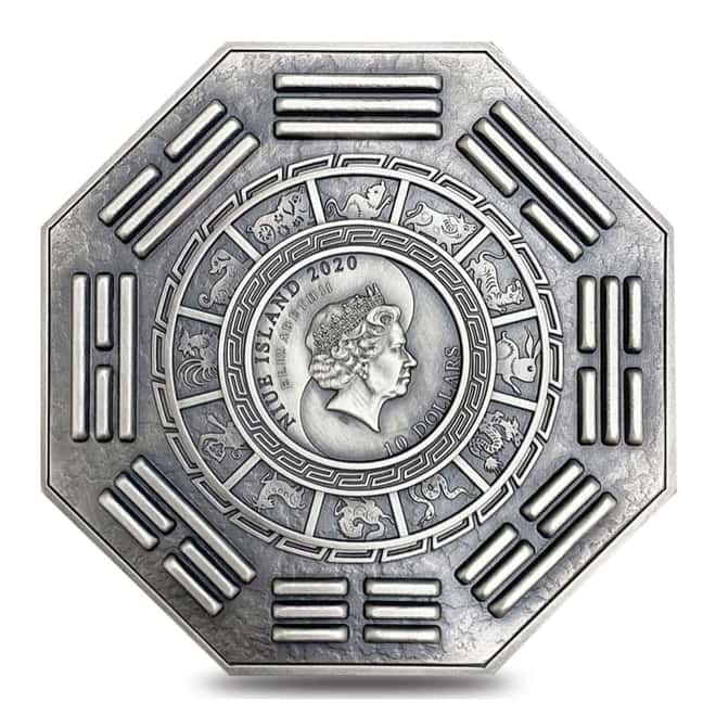 2020 5 oz Silver Niue Goddess of Mercy - Eight Protectors Series Antiqued High Relief $10 Coin (w/Box & COA)