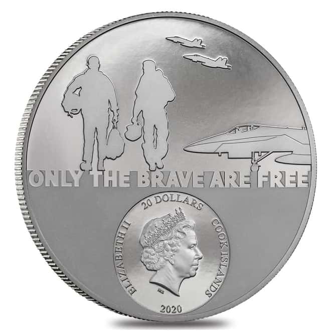 2020 3 oz Proof Silver Real Heroes - Fighter Pilot Cook Islands Coin .999 Fine (w/Box & COA)