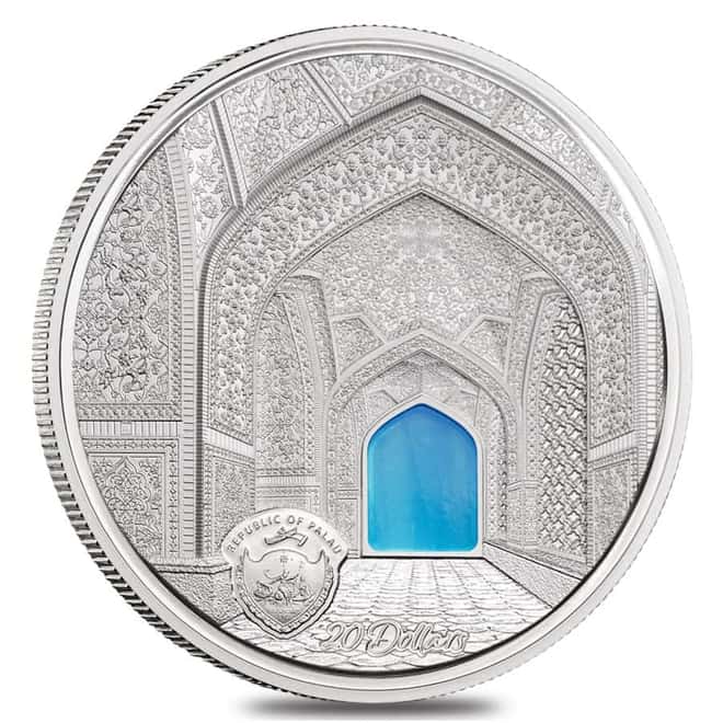 2020 3 oz Proof Silver Tiffany Art Isfahan Palau Coin .999 Fine (w/Box & COA)