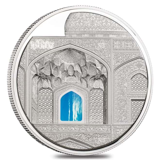 2020 3 oz Proof Silver Tiffany Art Isfahan Palau Coin .999 Fine (w/Box & COA)