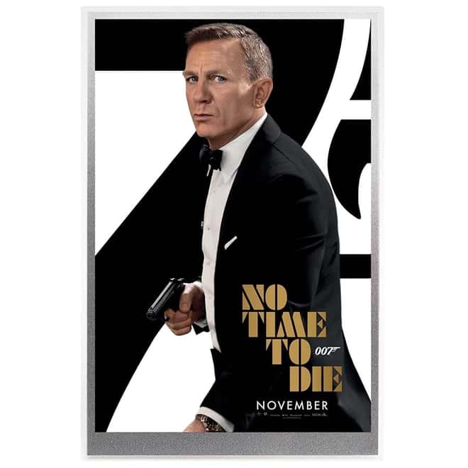 2020 5 gram Silver Foil James Bond 007 No Time To Die Movie Poster Perth Mint