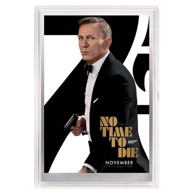 2020 5 gram Silver Foil James Bond 007 No Time To Die Movie Poster Perth Mint