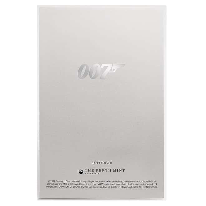 2020 5 gram Silver Foil James Bond 007 Quantum of Solace Movie Poster Perth Mint