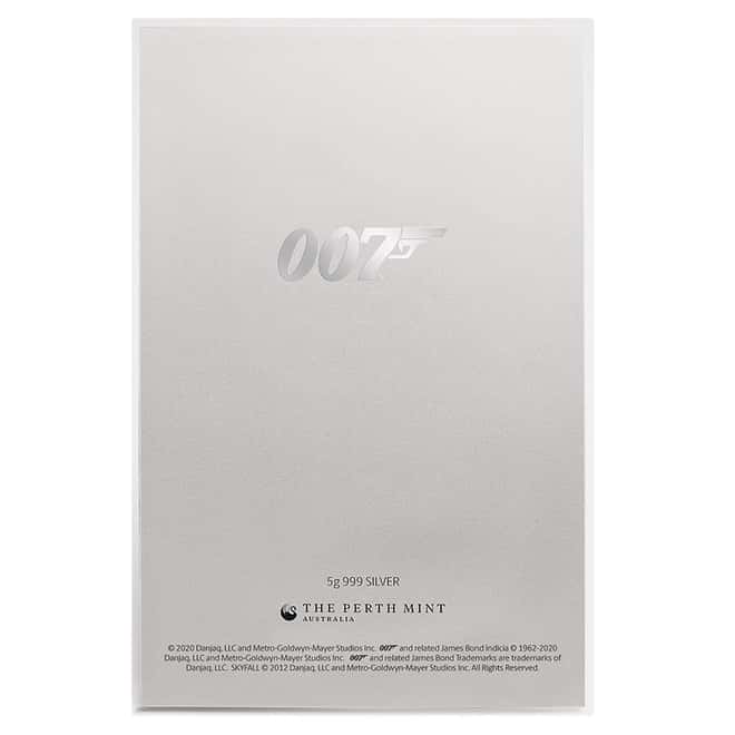2020 5 gram Silver Foil James Bond 007 Skyfall Movie Poster Perth Mint