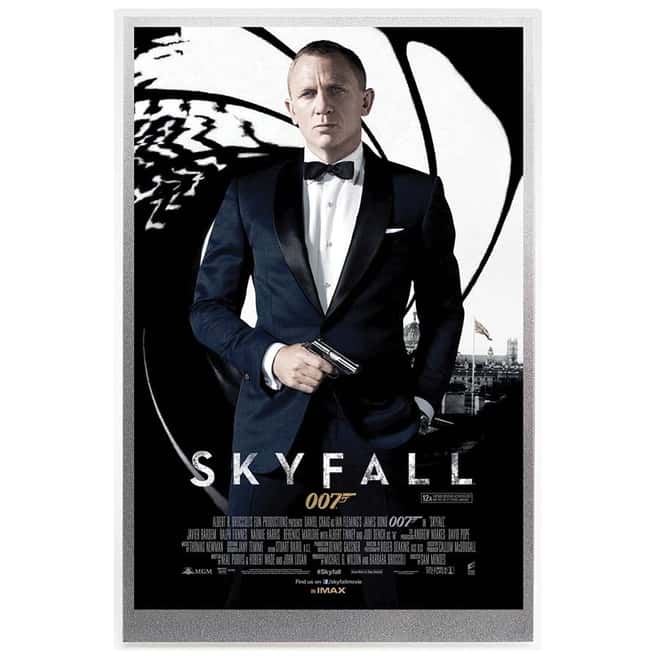 2020 5 gram Silver Foil James Bond 007 Skyfall Movie Poster Perth Mint