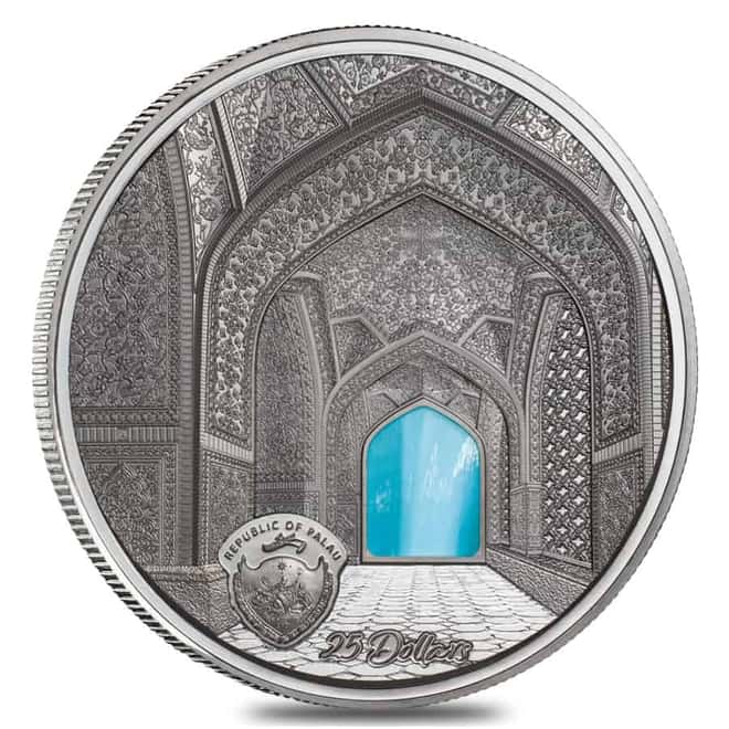 2020 5 oz Proof Silver Tiffany Art Isfahan Palau Coin .999 Fine (w/Box & COA)