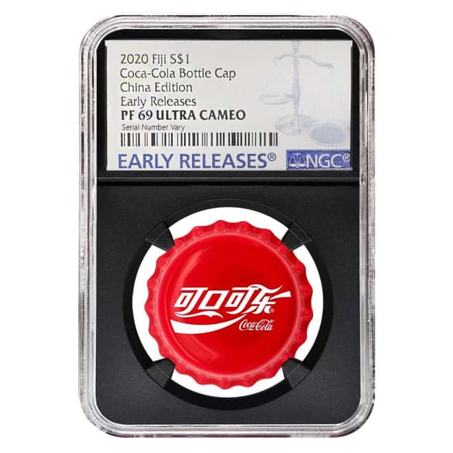 2020 6 gram Fiji Coca-Cola China Bottle Cap $1 Proof Silver Coin NGC PF 69 Early Releases (Retro)