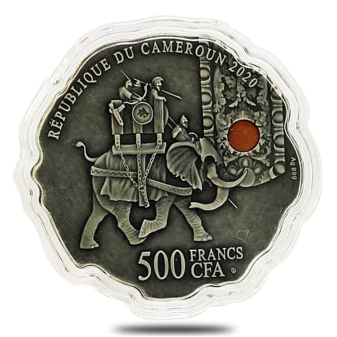 2020 Cameroon 16.7 gram Silver Hannibal Barca Antiqued Shaped Coin (w/Box & COA)
