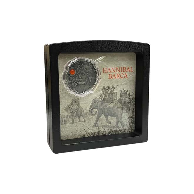 2020 Cameroon 16.7 gram Silver Hannibal Barca Antiqued Shaped Coin (w/Box & COA)