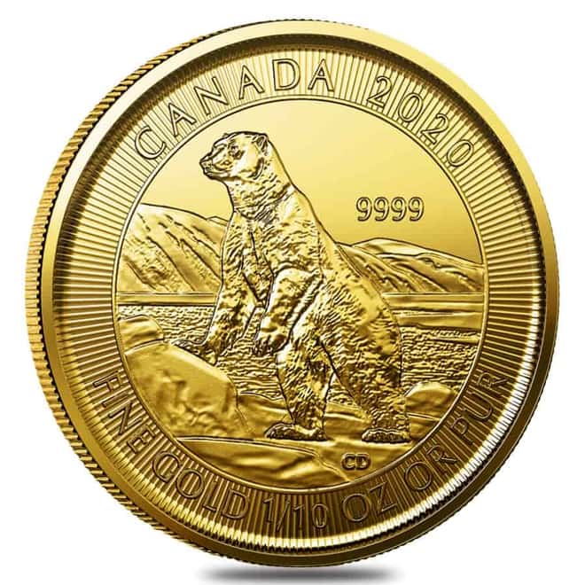 2020 Canada 1/10 oz Polar Bear $5 Gold Coin .9999 Fine BU (Sealed)