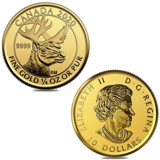2020 Canada 1/4 oz Woodland Caribou Reverse Proof Gold Coin (Sealed)