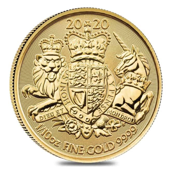 2020 Great Britain 1/10 oz Gold Royal Arms Coin .9999 Fine BU