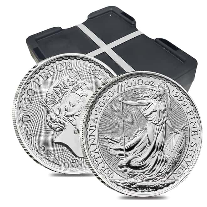 Monster Box of 20 - 2020 Great Britain 1/10 oz Silver Britannia 16-Coin Tube .999 Fine BU