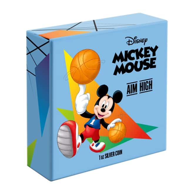 2020 Niue 1 oz Colorized Silver Disney Mickey Mouse Sports - Basketball Coin (w/Box & COA)