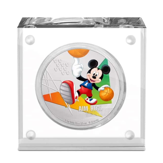 2020 Niue 1 oz Colorized Silver Disney Mickey Mouse Sports - Basketball Coin (w/Box & COA)