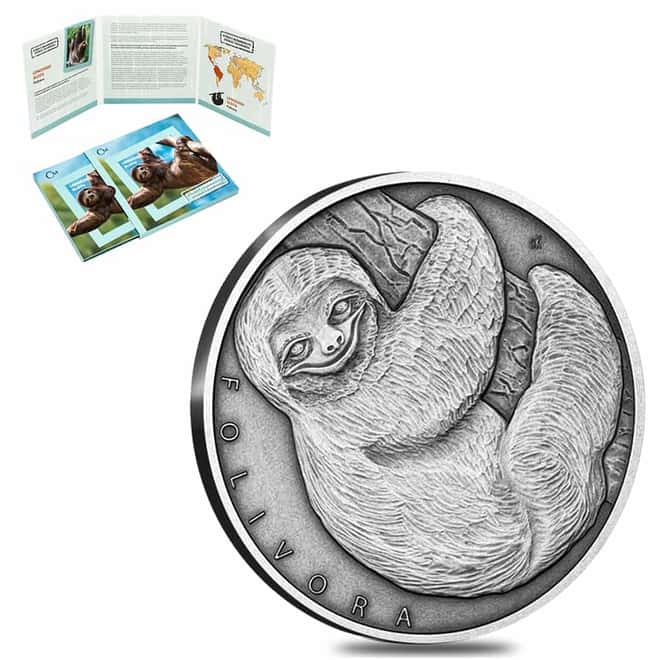 2020 Niue 1 oz Silver Sloth - Animal Champions Coin (w/Box & COA)