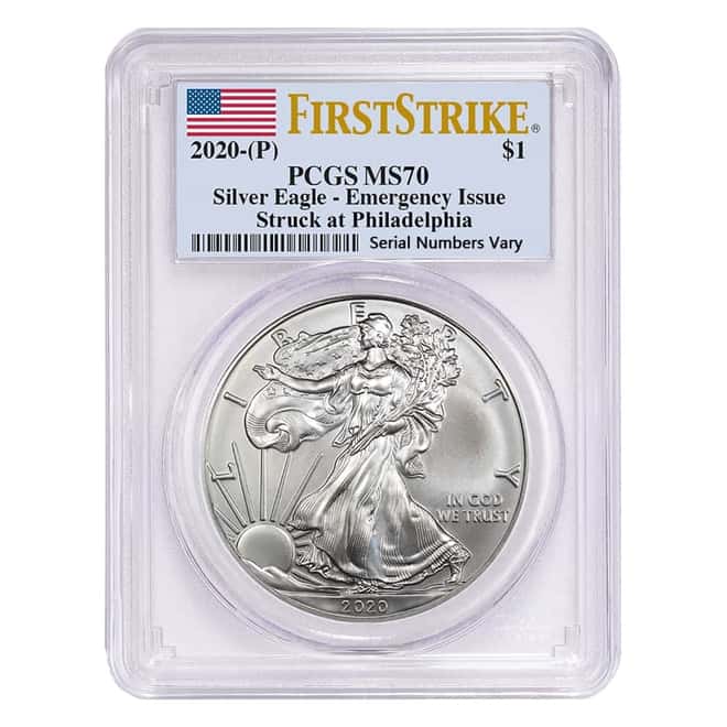 2020 (P) 1 oz Silver American Eagle Emergency Production PCGS MS 70 FS