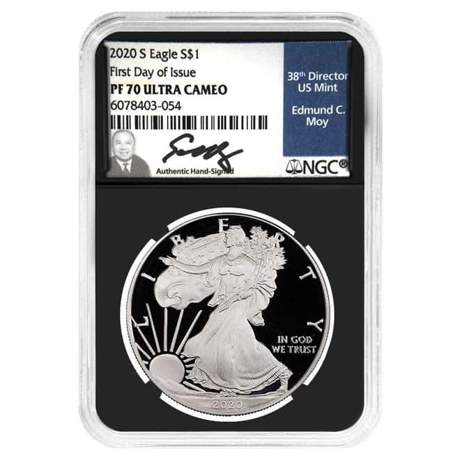 2020-S 1 oz Proof Silver American Eagle NGC PF 70 FDOI (Moy)