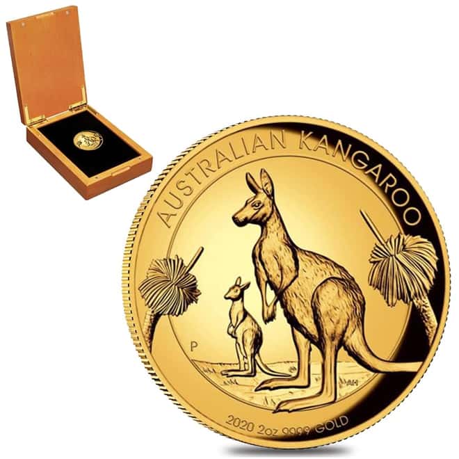 2020 P 2 oz Gold Australian Kangaroo High Relief Perth Mint (w/Box & COA)