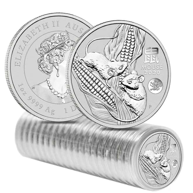 2020 1 oz Silver Lunar Year of The Mouse / Rat Dragon Privy BU Australian Perth Mint In Cap