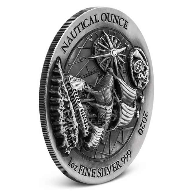 2020 Rwanda 1 oz Nautical Ounce Mayflower Antiqued Silver Coin