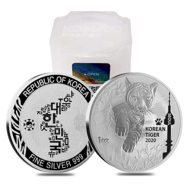 2020 South Korea 1 oz Silver Tiger Medal BU