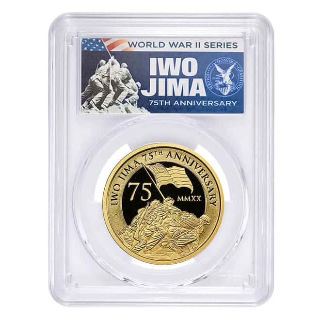2020 Tuvalu 1 oz Battle of Iwo Jima Proof Gold Coin PCGS PF 70 DCAM FDOI