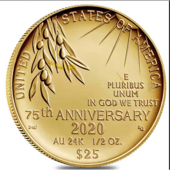 2020-W 1/2 oz End of WWII 75th Anniversary $25 Proof Gold Coin Scruffy (w/Box & COA)