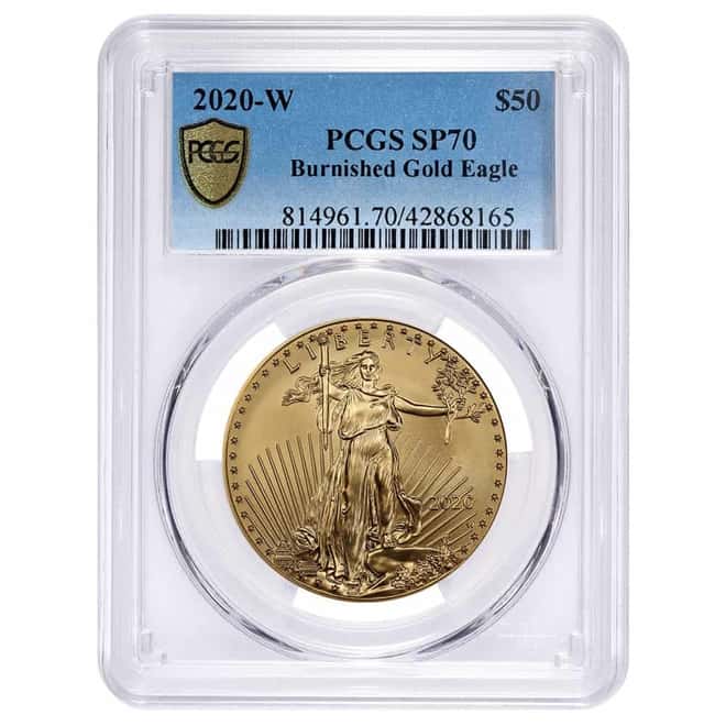 2020-W 1 oz $50 Burnished Gold American Eagle PCGS SP 70